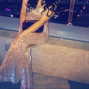 Sequin gold and silver tone two piece